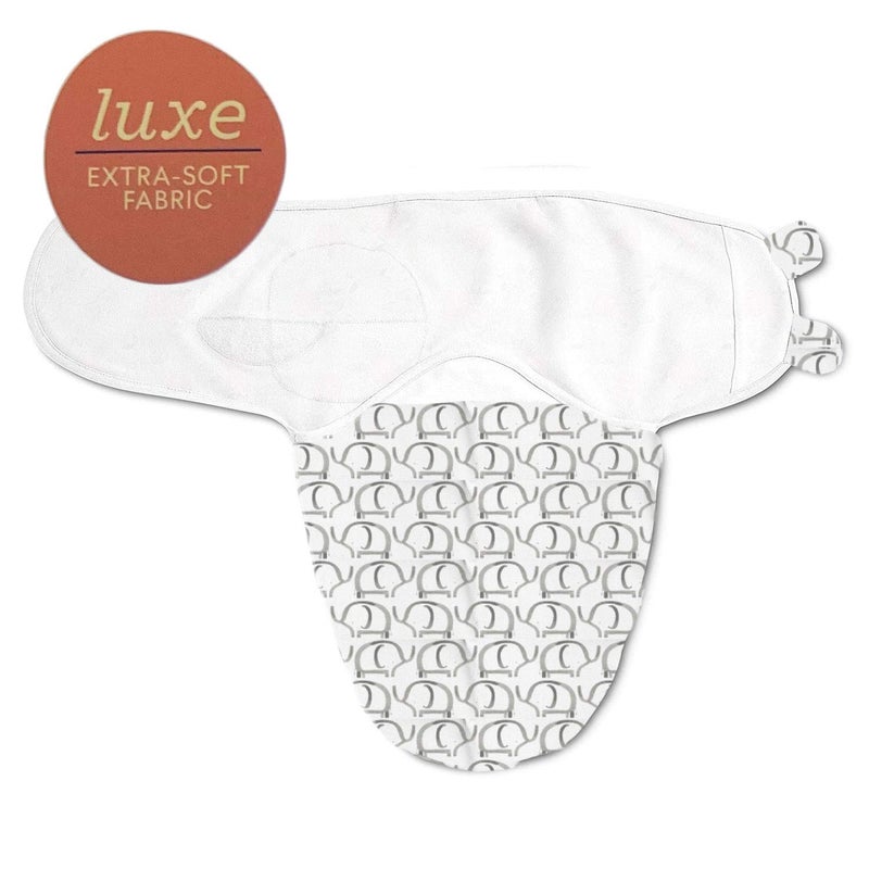 SwaddleMe Luxe Easy Change Swaddle, Ellie Elephant/Triangle Grey, Small/Medium (0-3 Months) - Image 2