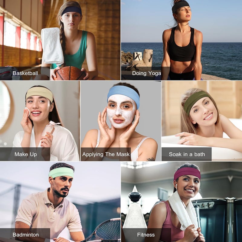 Ztomine Store Headbands for Women, 8pcs Stretchy Non Slip Soft Cotton Cloth Hair Bands for Sports, Workout, Yoga and Running - Image 5