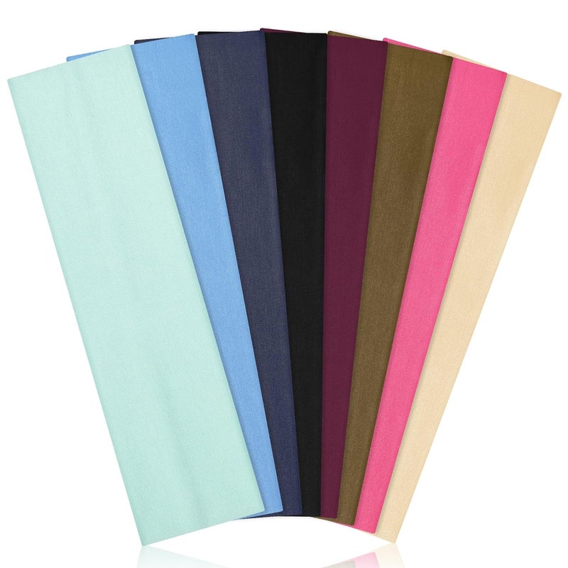 Ztomine Store Headbands for Women, 8pcs Stretchy Non Slip Soft Cotton Cloth Hair Bands for Sports, Workout, Yoga and Running - Image 1