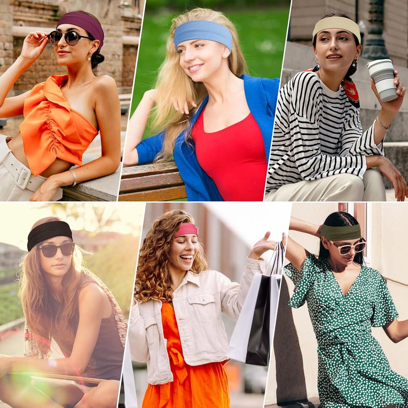 Ztomine Store Headbands for Women, 8pcs Stretchy Non Slip Soft Cotton Cloth Hair Bands for Sports, Workout, Yoga and Running - Image 4