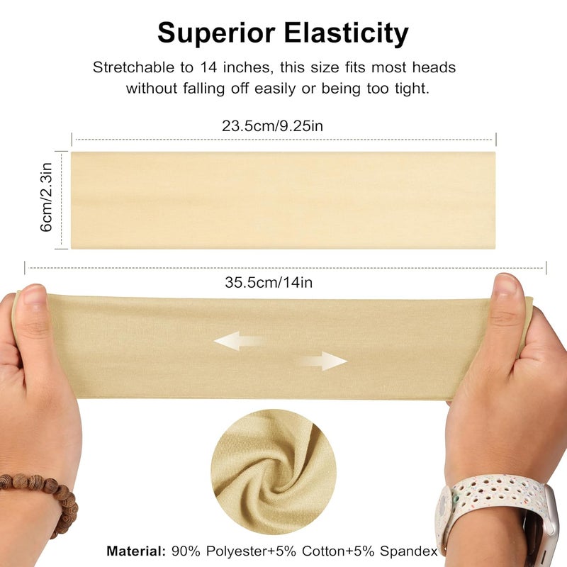 Ztomine Store Headbands for Women, 8pcs Stretchy Non Slip Soft Cotton Cloth Hair Bands for Sports, Workout, Yoga and Running - Image 3