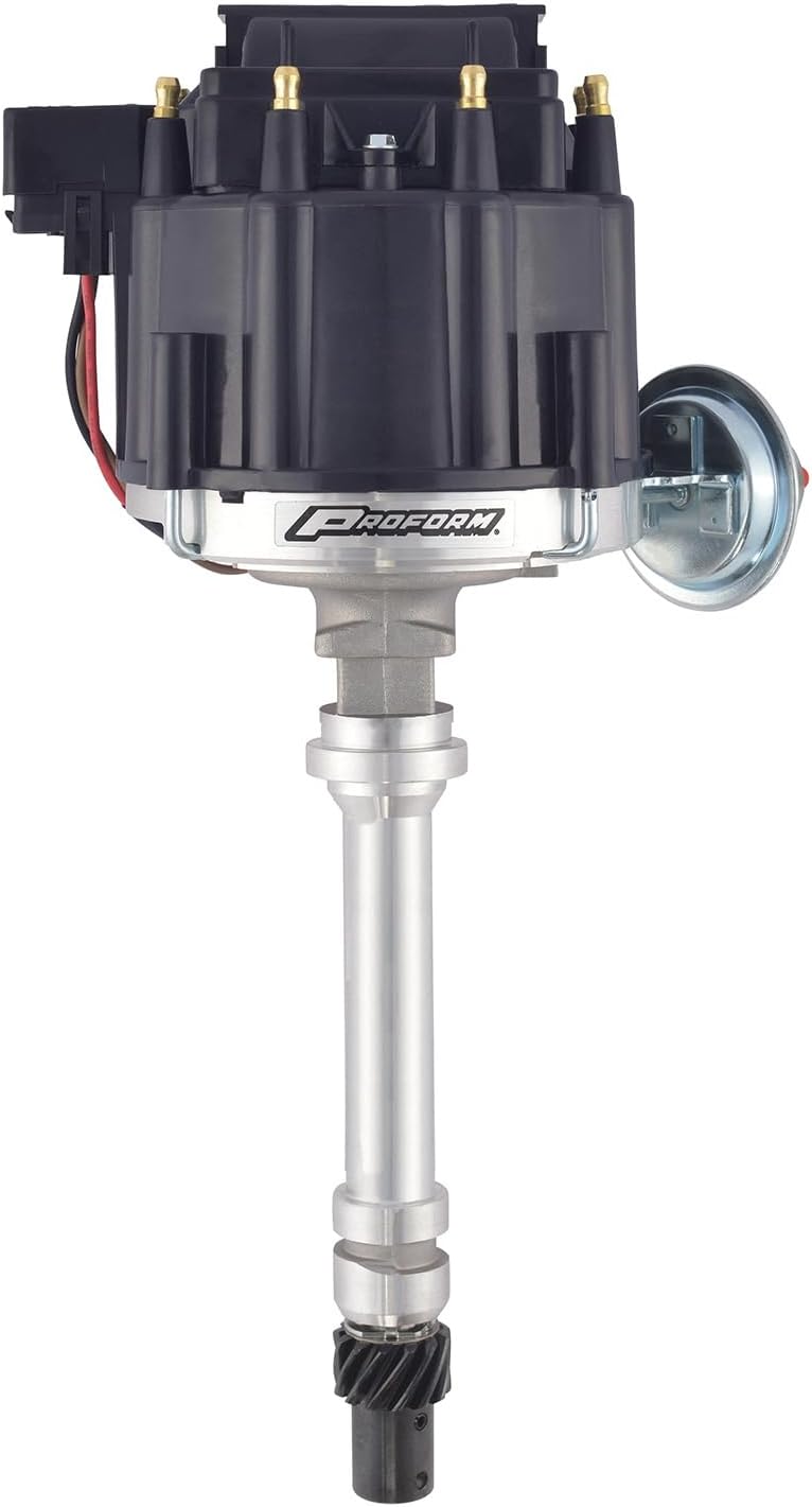 Pro-Form 66941BK Vacuum Advance HEI Racing Distributor with Steel Gear and Black Cap for Chevy V8 - Image 1