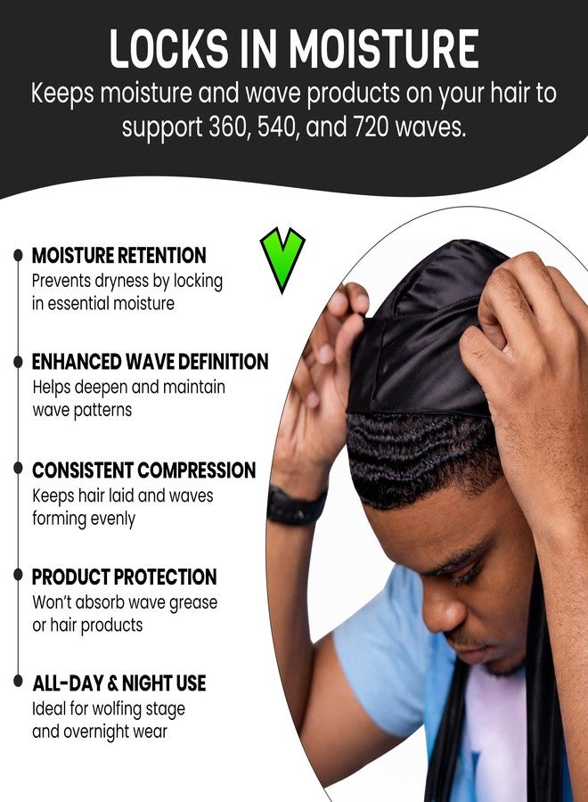 فيتا دوراج حريري فاخر - دوراج حريري ناعم للرجال والنساء، أشرطة طويلة مزدوجة عريضة، خياطة خارجية ثلاثية (أسود) - Image 4