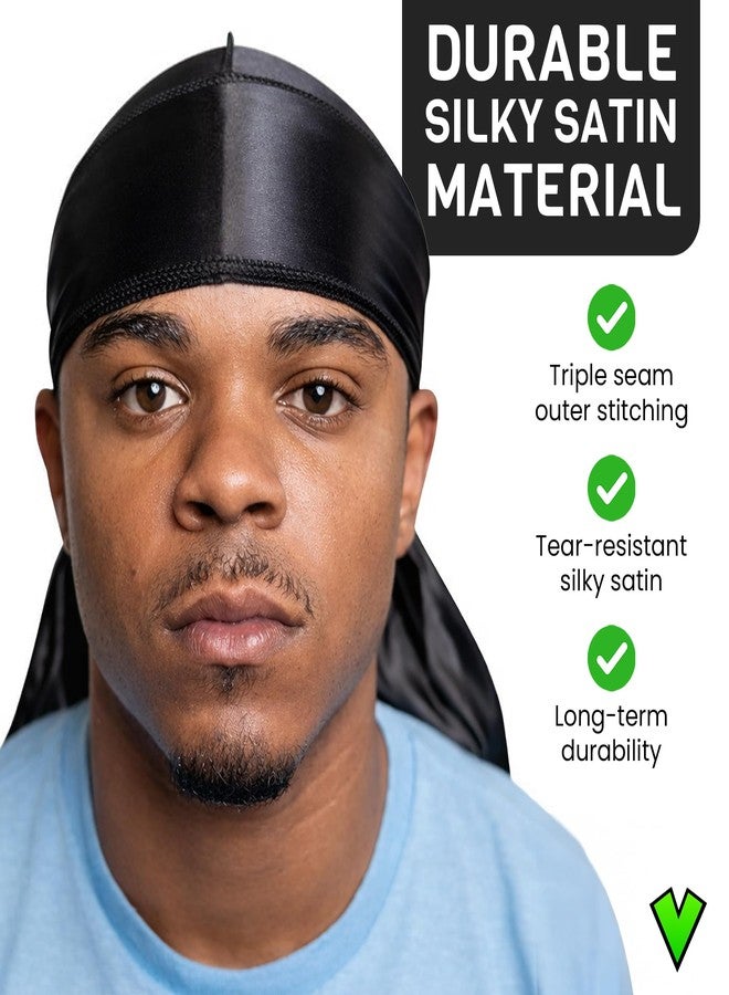 فيتا دوراج حريري فاخر - دوراج حريري ناعم للرجال والنساء، أشرطة طويلة مزدوجة عريضة، خياطة خارجية ثلاثية (أسود) - Image 5