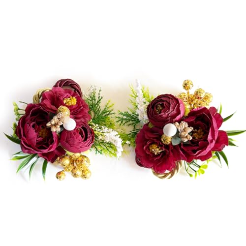 ADIKALA™ Handmade Artificial Big Peonies 3 Flower Bunch for Trousseau Packing, Ready to use Flower Brooch Hamper for Decoration, Gift Wrapping Flowers (3, Maroon) - Image 5