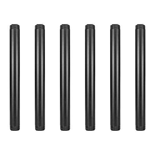 GeilSpace 6 Pack 1/2" × 8" Pre-Cut Black Metal Pipe, Industrial Steel Fits Standard Half Inch Black Threaded Pipes and Fittings - Vintage DIY Industrial Shelving (1/2" × 8") - Image 1