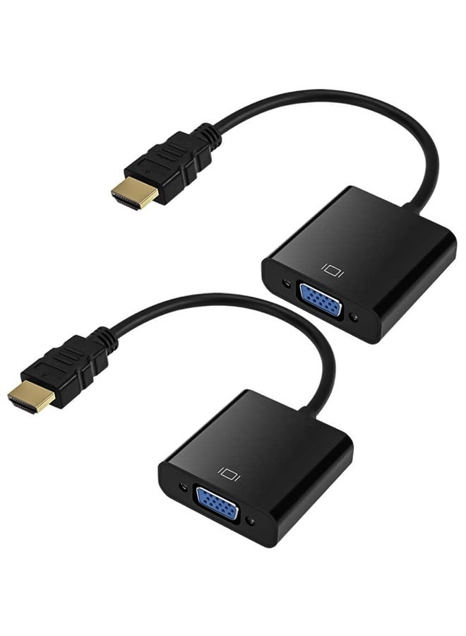 Chabeia 2 Pcs HDMI to VGA, Gold-Plated HDMI to VGA Adapter (Male to Female) for Computer, Desktop, Laptop, PC, Monitor, Projector, HDTV, Chromebook, Raspberry Pi, Roku, Xbox and More - Black - Image 1