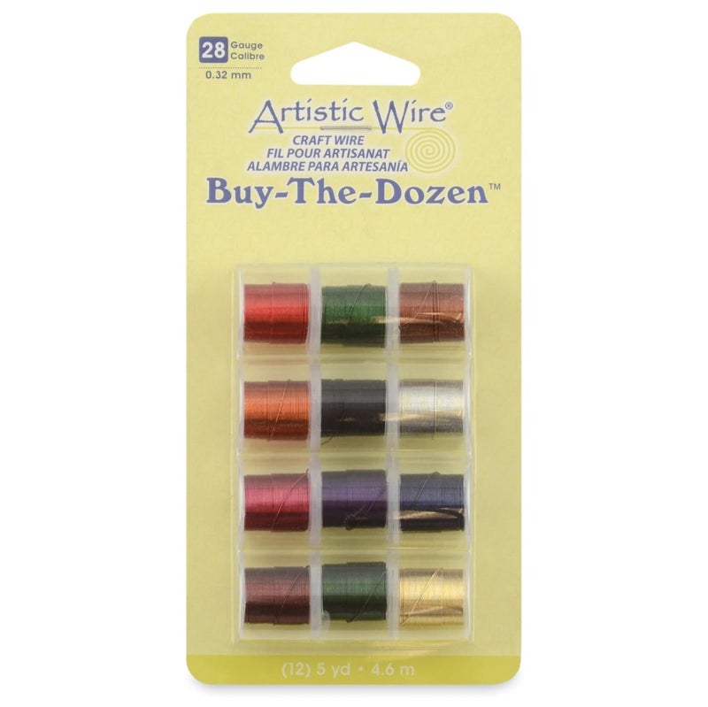 Artistic Wire 28 Gauge 32 mm Tarnish Resistant Colored Copper Craft Wire BuyTheDozen Assorted Colors 5 yd 45 m Each 12 spools