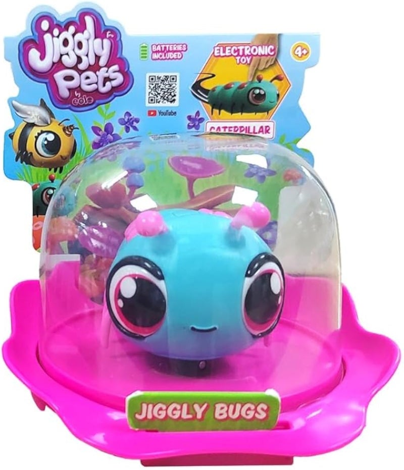Eolo Jiggly Pets Bugs Blue Caterpillar Interactive Toy for 3 Years and Above Kids