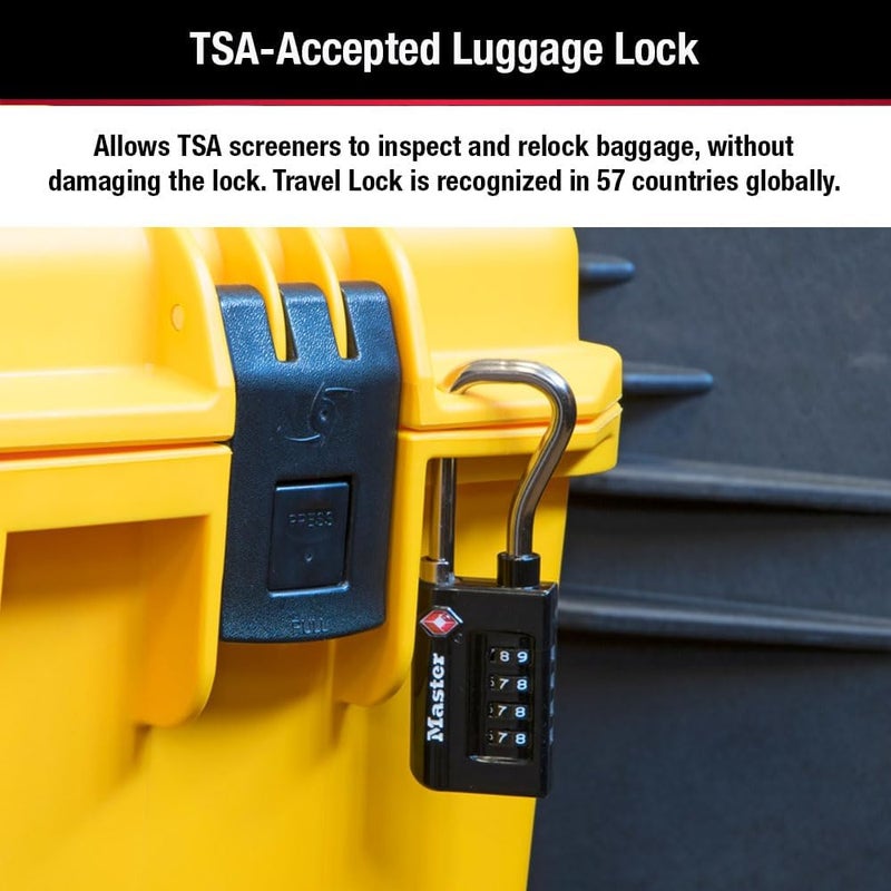 MasterLock Padlock, Set Your Own Combination TSA Accepted Luggage Lock, 1-5/16 in. Wide, Black, 4 pk, 4696EC4 (Pack of 10) - Image 3