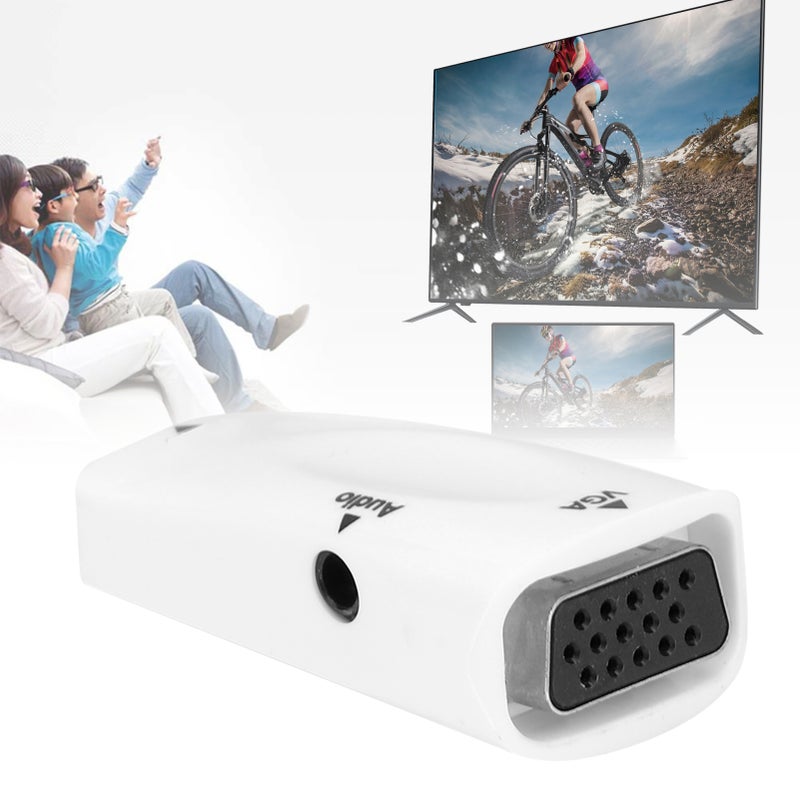1080P HD Multimedia Interface Female to VGA Female Adapter Converter with Audio CableWhite - Image 1