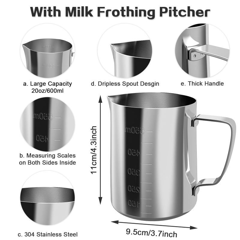 MAEXUS Milk Frother, Rechargeable frother wand, Milk Frother Handheld Foam Maker for Coffee, Cappuccino, Lattes, Matcha, Hot Chocolate, with Milk Frothing Pitcher(20 oz / 600 ml) - Image 2