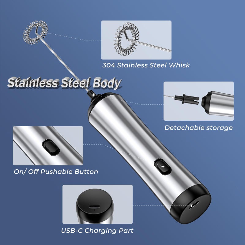 MAEXUS Milk Frother, Rechargeable frother wand, Milk Frother Handheld Foam Maker for Coffee, Cappuccino, Lattes, Matcha, Hot Chocolate, with Milk Frothing Pitcher(20 oz / 600 ml) - Image 5