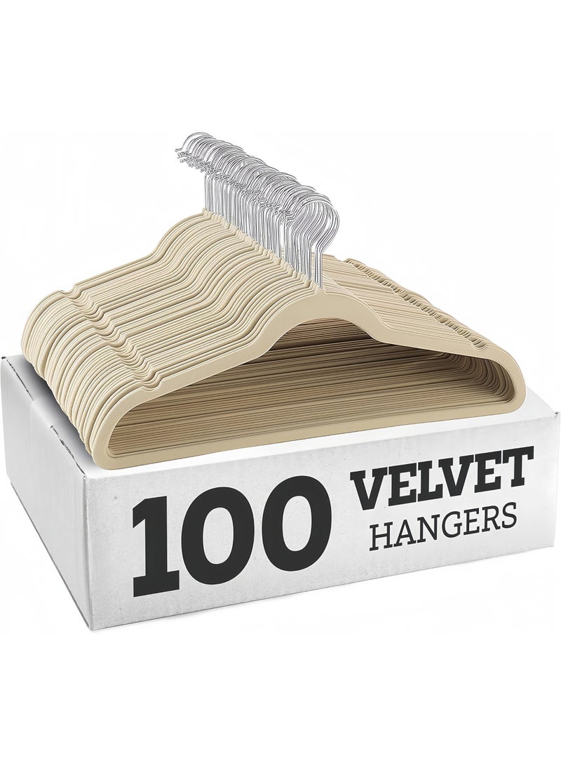 بلومنغ تايم علاقات ملابس مخملية مانعة للانزلاق، علاقات بدلات فائقة النحافة - علاقات ملابس مخملية مانعة للانزلاق مزودة بخطاف دوار 360 درجة، تصميم فائق النحافة موفر للمساحة، شديدة التحمل (تتحمل حتى 10 أرطال) للمعاطف والسترات والقمصان والفساتين والسراويل - Image 1