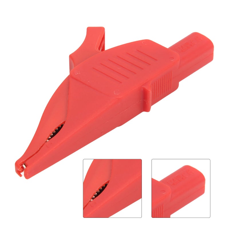 Electric Clip Brass Current Insulation PA Cover 4mm/0.2in Tail Safety Type Electric Test Clip for Car Battery 32A/1000VRed - Image 5