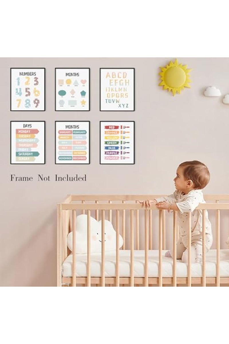 LIYAOLI Alphabet Wall Decor 8 x10 inch Unframed Set of 6 Alphabet Poster Days of The Week Poster Learning Posters for Toddlers 1-3 Nursery Kids Wall Art Playroom Decor - Image 3