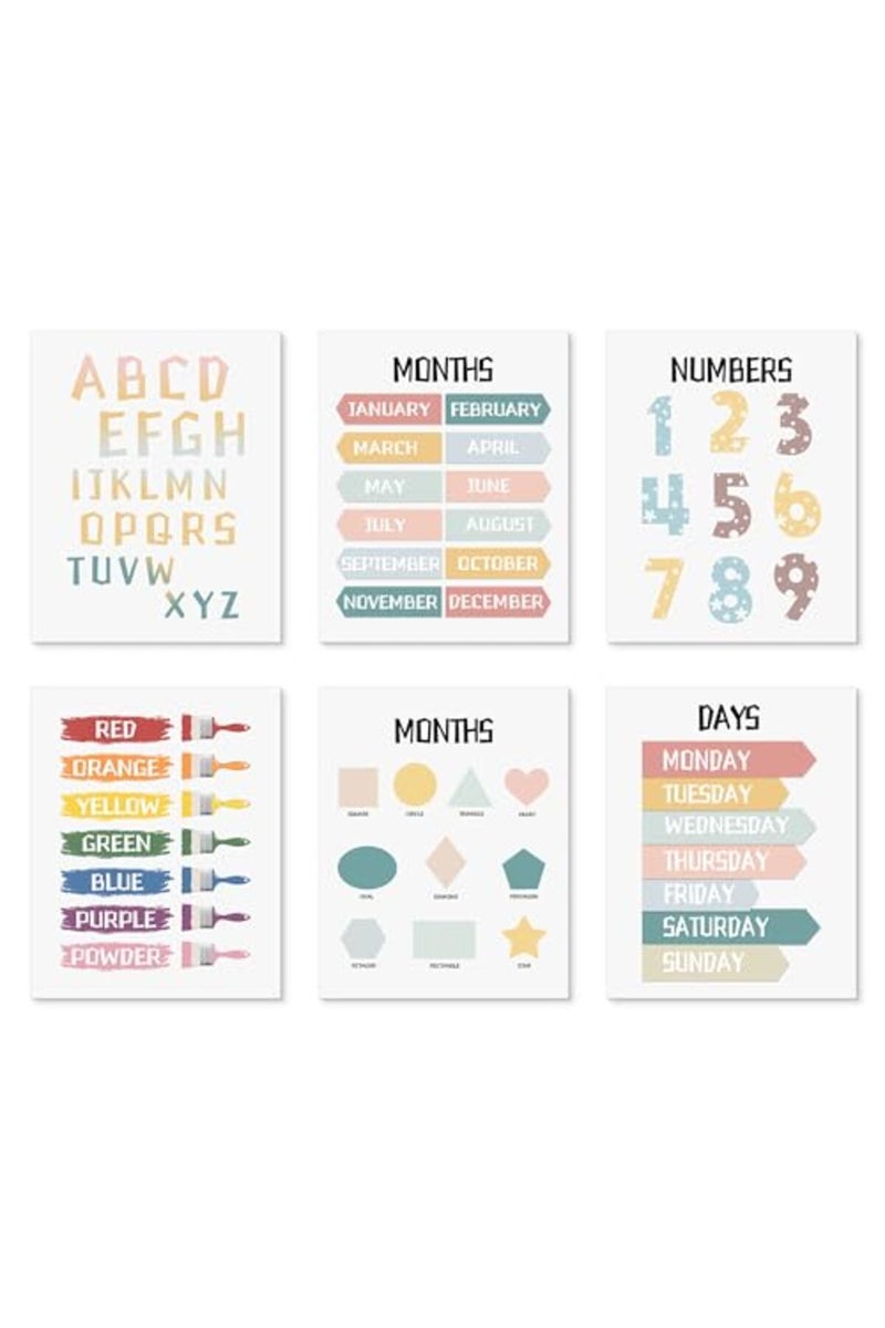 LIYAOLI Alphabet Wall Decor 8 x10 inch Unframed Set of 6 Alphabet Poster Days of The Week Poster Learning Posters for Toddlers 1-3 Nursery Kids Wall Art Playroom Decor - Image 2