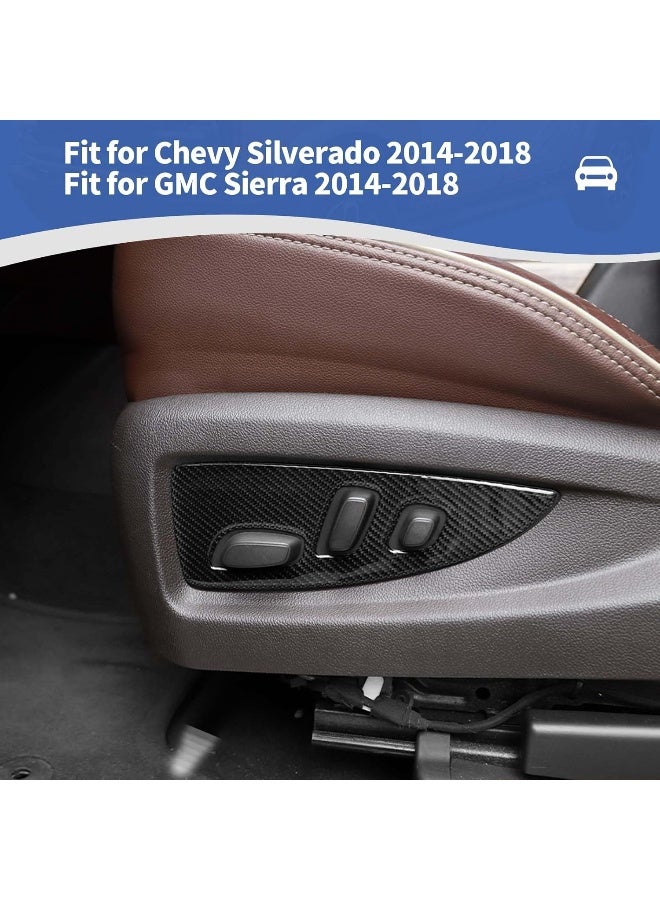 RT-TCZ RT-TCZ Seat Adjustment Button Switch Panel Trim Cover ABS Interior Accessories Trim Cover for Chevrolet Silverado 2014-2018 for GMC Sierra 2014-2018 Soft Carbon Fiber  - Image 4