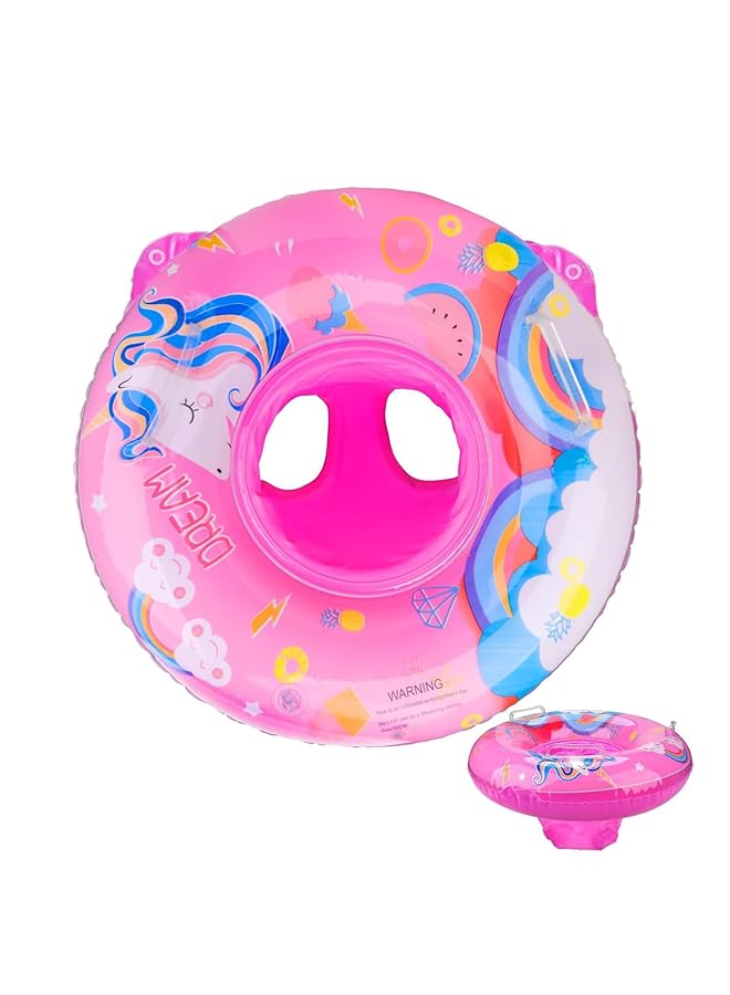 KASTWAVE Inflatable Baby Swimming Float Pool Float For 6 36 Months Baby Girl With Seat Inflatable Baby Float Swimming Ring For Infant Toddler Kids 1 3 Years (Unicorn) - Image 1