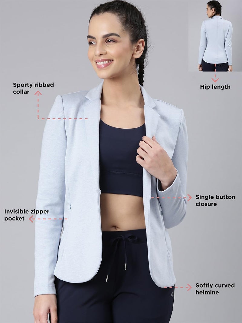 Enamor Dry Fit Stretch Cotton Single-Breasted Sporty Blazer for Women - Image 2