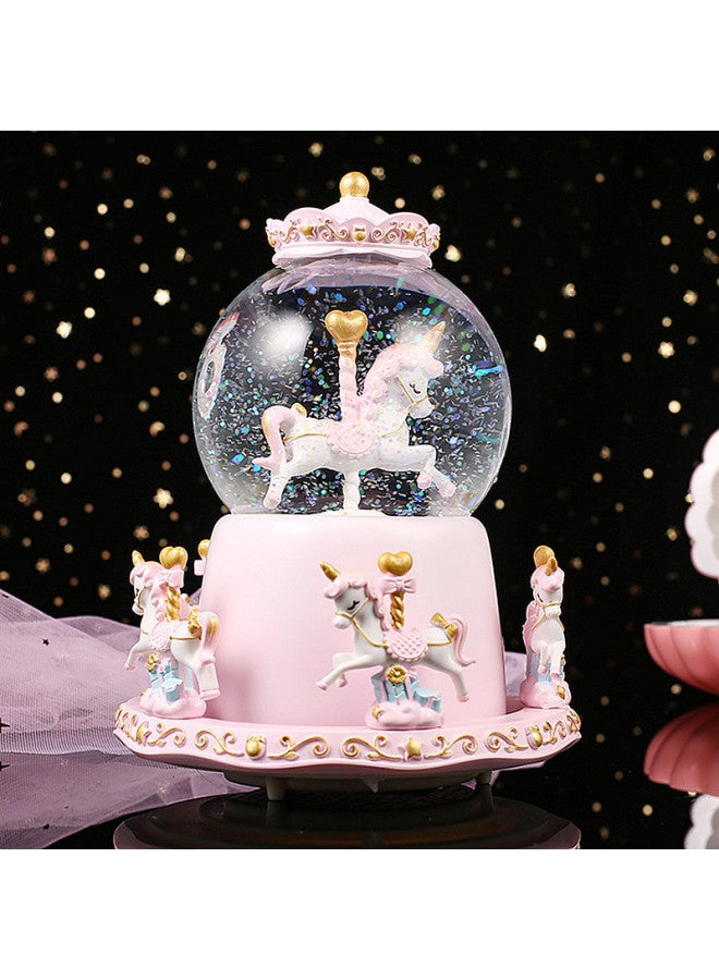 Pumpkin Carriage Crystal Ball Carousel Music Box Music Box Children's Holiday Birthday Gift Toys Wholesale-Color:Medium 【carriage Automatic Snow】 Trojan Horse Purple - Image 2