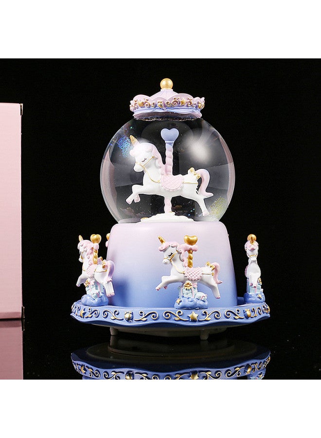 Pumpkin Carriage Crystal Ball Carousel Music Box Music Box Children's Holiday Birthday Gift Toys Wholesale-Color:Medium 【carriage Automatic Snow】 Trojan Horse Purple - Image 3