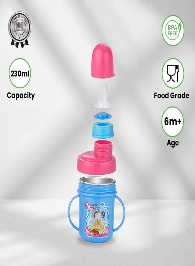 Nabhya Stainless Steel Baby Spout Sipper Cup for Kids Age 3 Months to 18 Months 250 ML (Blue - 250 ML) - Image 2