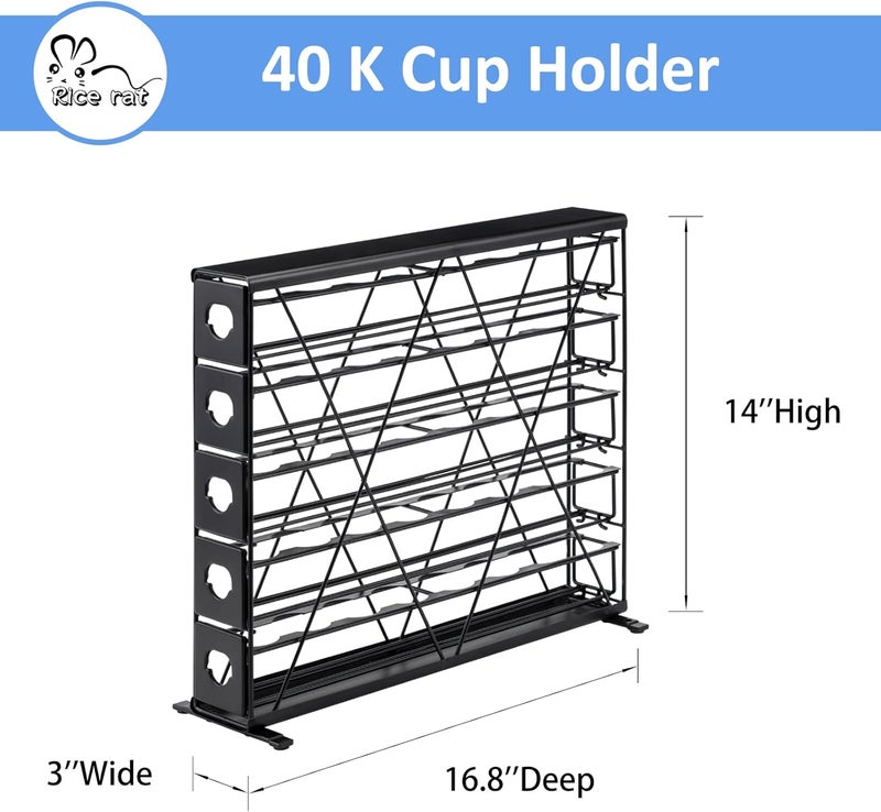 Rice rat k cup Holders for 5 Tier Coffee Pod Holder,Black Metal Space(40 pods) - Image 2