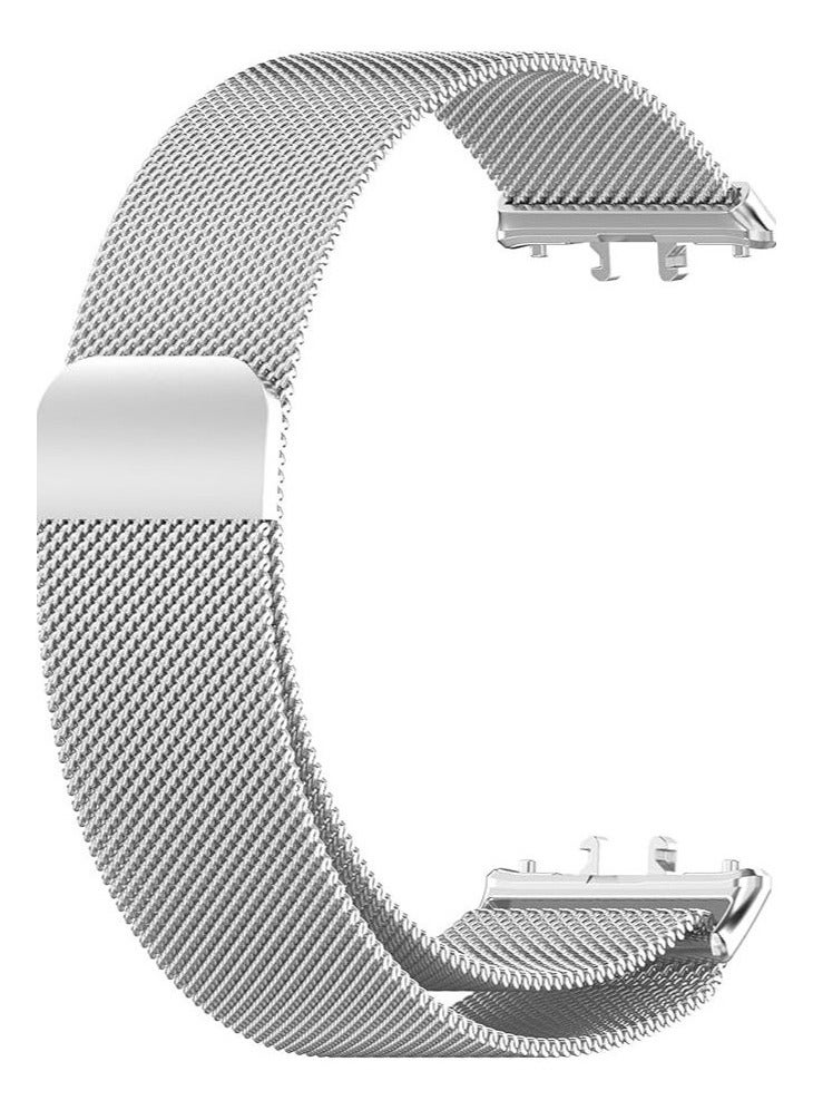 HablTech Magnetic Metal Strap Milanese Loop Watch Band Compatible with Samsung Galaxy Fit 3 Silver Replacement Wristband for Everyday Wear and Outdoor Use - Image 1
