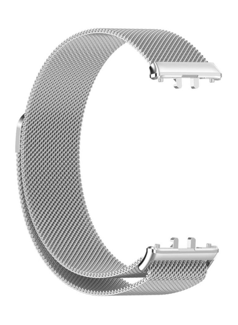HablTech Magnetic Metal Strap Milanese Loop Watch Band Compatible with Samsung Galaxy Fit 3 Silver Replacement Wristband for Everyday Wear and Outdoor Use - Image 2