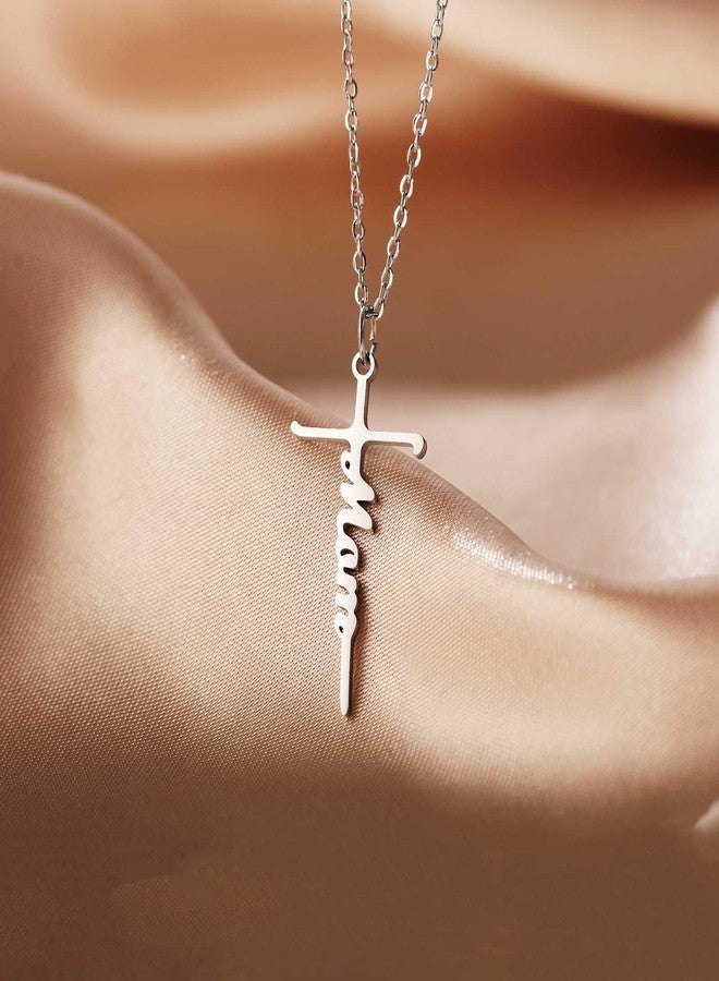 RAYSTAR Faith Cross Necklace for Women Religious Christian Jewelry Gifts for Women Girls Mom Wife Grandma,Unique Birthday Gifts for Women, Stainless Steel, No Gemstone - Image 3
