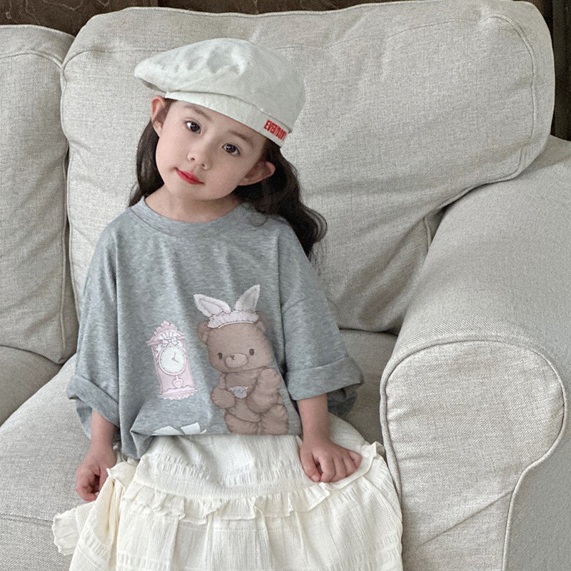 【Limited Time 50% Off】Girls' Stylish Short-Sleeve T-Shirt Children'S Casual Cartoon Print Undershirt - Image 1