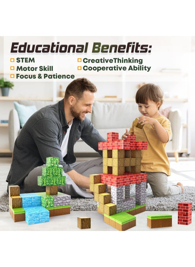 Generic - Square World Primeval Forest Magnetic Building Blocks Educational Assembled Toys Children's Three-dimensional Assembled Magnetic Building Blocks-Color:[english Color Box] 48pc + Storage Bag + Manual (randomly Equipped With 1 Minifigure) - Image 1