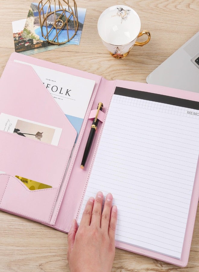 Pacific Mailer Padfolio Portfolio Leather Binder, Interview Legal Document Organizer, Business Card Holder Included Letter Sized Writing Pad [Pink, Piano Noir Faux Leather Matte Finish] - Image 5
