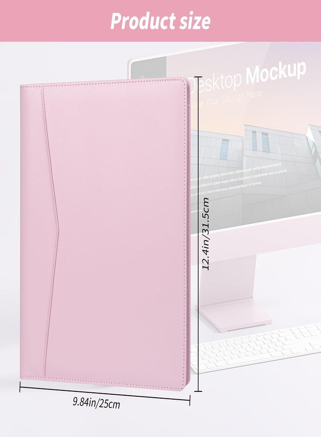 Pacific Mailer Padfolio Portfolio Leather Binder, Interview Legal Document Organizer, Business Card Holder Included Letter Sized Writing Pad [Pink, Piano Noir Faux Leather Matte Finish] - Image 2