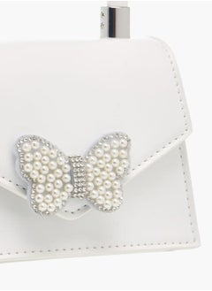 Flora Bella By Shoexpress Girls Pearl Embellished Crossbody Bag With Button Closure And Chain Strap  - Image 4