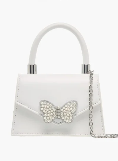 Flora Bella By Shoexpress Girls Pearl Embellished Crossbody Bag With Button Closure And Chain Strap