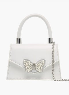 Flora Bella By Shoexpress Girls Pearl Embellished Crossbody Bag With Button Closure And Chain Strap  - Image 1
