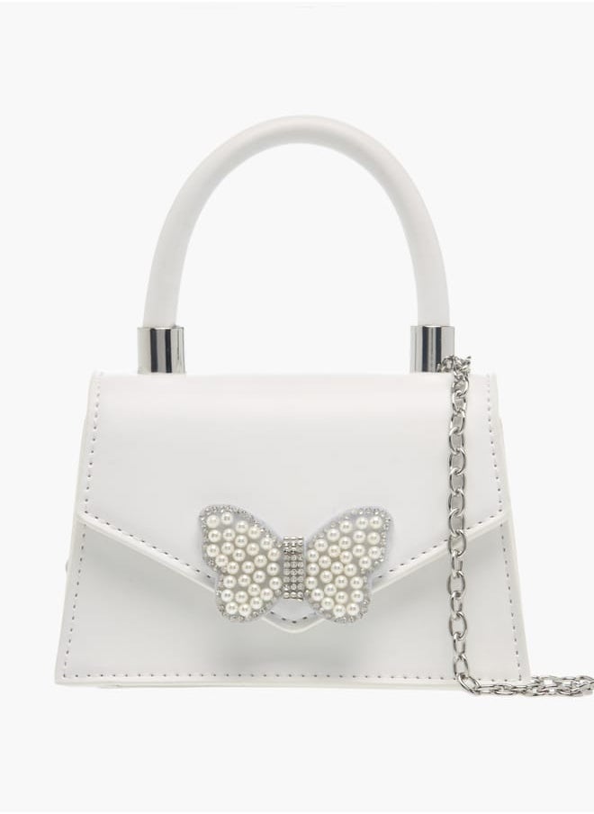 Flora Bella By Shoexpress Girls Pearl Embellished Crossbody Bag With Button Closure And Chain Strap  - Image 1