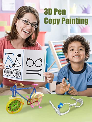 SONGTIY كتاب رسم ثلاثي الأبعاد من سونغتي، قالب ورقي سميك ملون قابل لإعادة الاستخدام مع لوحة شفافة، قالب رسم جرافيتي لقلم ثلاثي الأبعاد هدية للأطفال DIY - Image 2