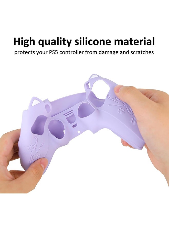 Controller Skin, Anti-Slip Controller Cover Case with Thumb Grip Caps for PlayStation 5 DualSense Wireless(Purple) - Image 4