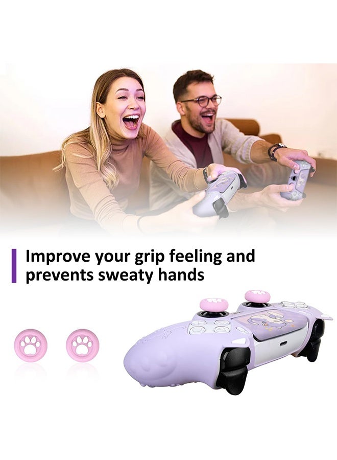 Controller Skin, Anti-Slip Controller Cover Case with Thumb Grip Caps for PlayStation 5 DualSense Wireless(Purple) - Image 5
