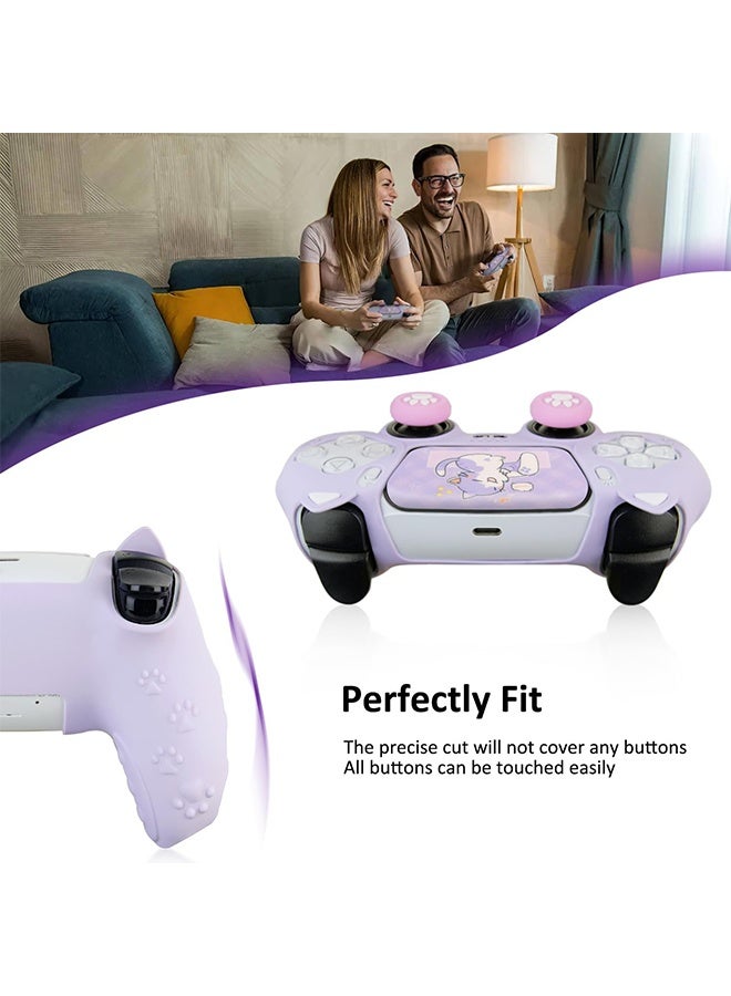 Controller Skin, Anti-Slip Controller Cover Case with Thumb Grip Caps for PlayStation 5 DualSense Wireless(Purple) - Image 2