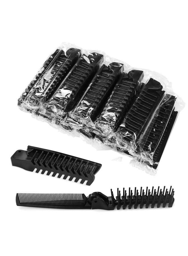 HQSLsund 20 عبوة من الأمشاط القابلة للطي مغلفة بشكل فردي مشط شعر محمول للسفر فرشاة شعر قابلة للطي أداة تصفيف مزدوجة الرأس للرجال والنساء أمشاط سوداء - Image 2