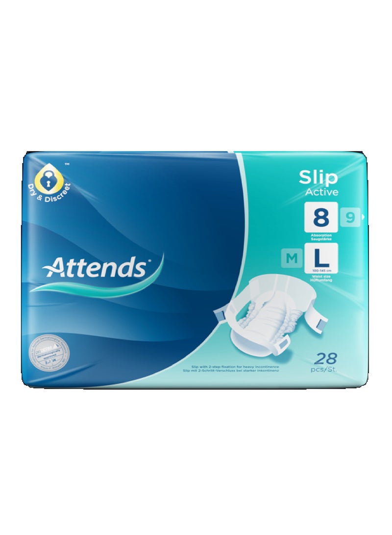 Attends Slip Active 8, Large, Pack Of 28