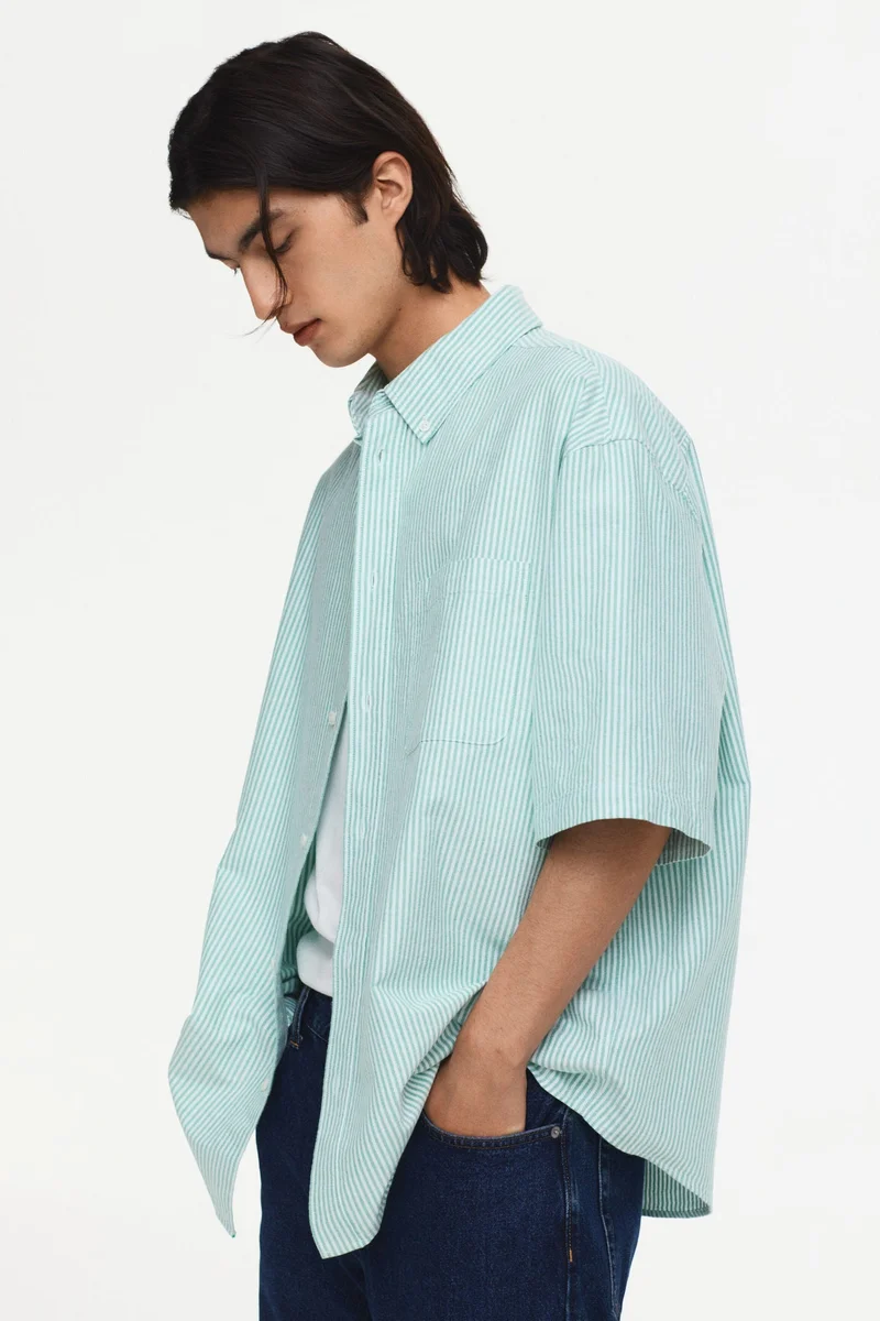 H&M  Relaxed Fit Short-sleeved Oxford shirt for Men | Best Price UAE