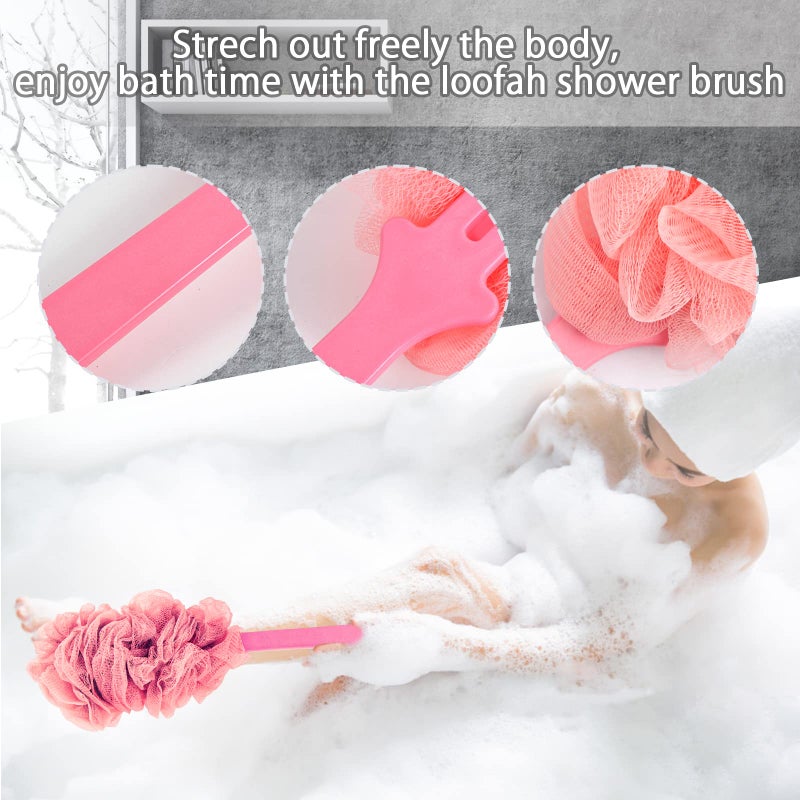 Evmliy 2Pack Back Scrubber for Shower, Loofah Sponge Brush Exfoliating Body, Long Handle Scrub Brush for Shower with Loofah on a Stick for Back Use, Bathing Accessories Body Brushes (2Pack) - Image 4