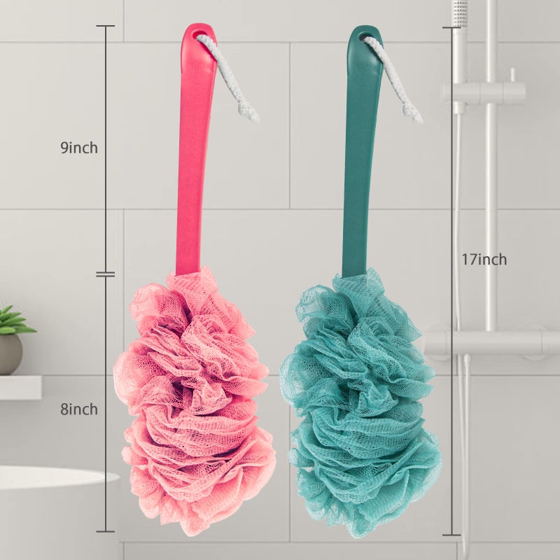 Evmliy 2Pack Back Scrubber for Shower, Loofah Sponge Brush Exfoliating Body, Long Handle Scrub Brush for Shower with Loofah on a Stick for Back Use, Bathing Accessories Body Brushes (2Pack) - Image 5