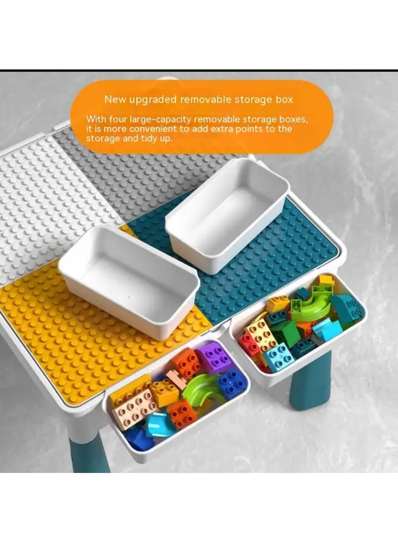 dreamons link - Dreamons Link Kids Activity Table Set With One Chairs and Building Block  with 4 Storage Boxes and 506 pcs Blocks for Toddlers Activity(61cm table) - Image 1