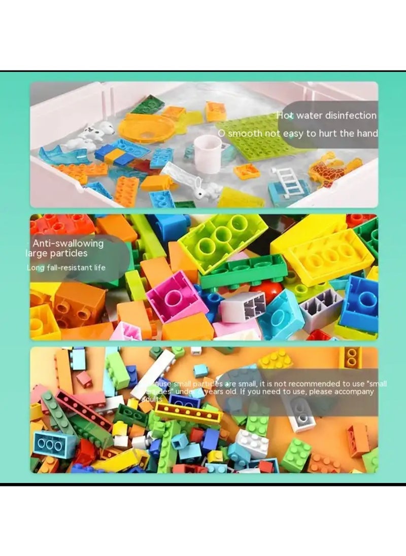 dreamons link - Dreamons Link Kids Activity Table Set With One Chairs and Building Block  with 4 Storage Boxes and 506 pcs Blocks for Toddlers Activity(61cm table) - Image 1